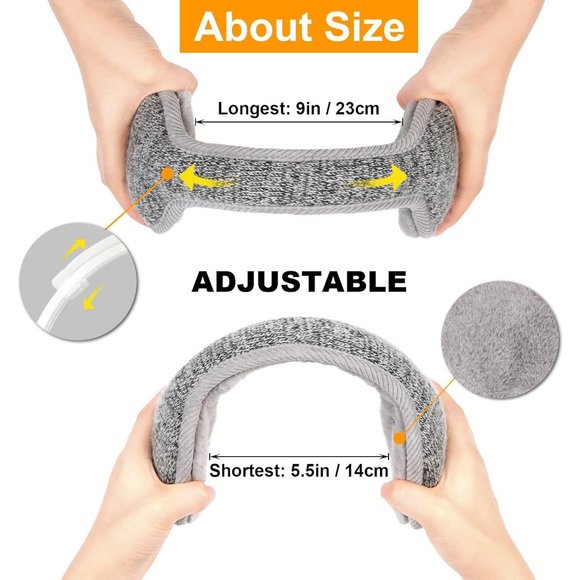 Unisex B-deep Gray Warm Knit Cashmere Adjustable Wrap Outdoor Fur Earwarmer - Picture 6 of 7